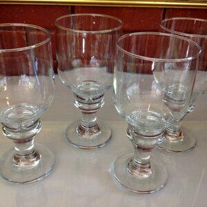 Vintage Set of 4 Clear Glass Irish Coffee Mug Glasses with Footed Pedestal